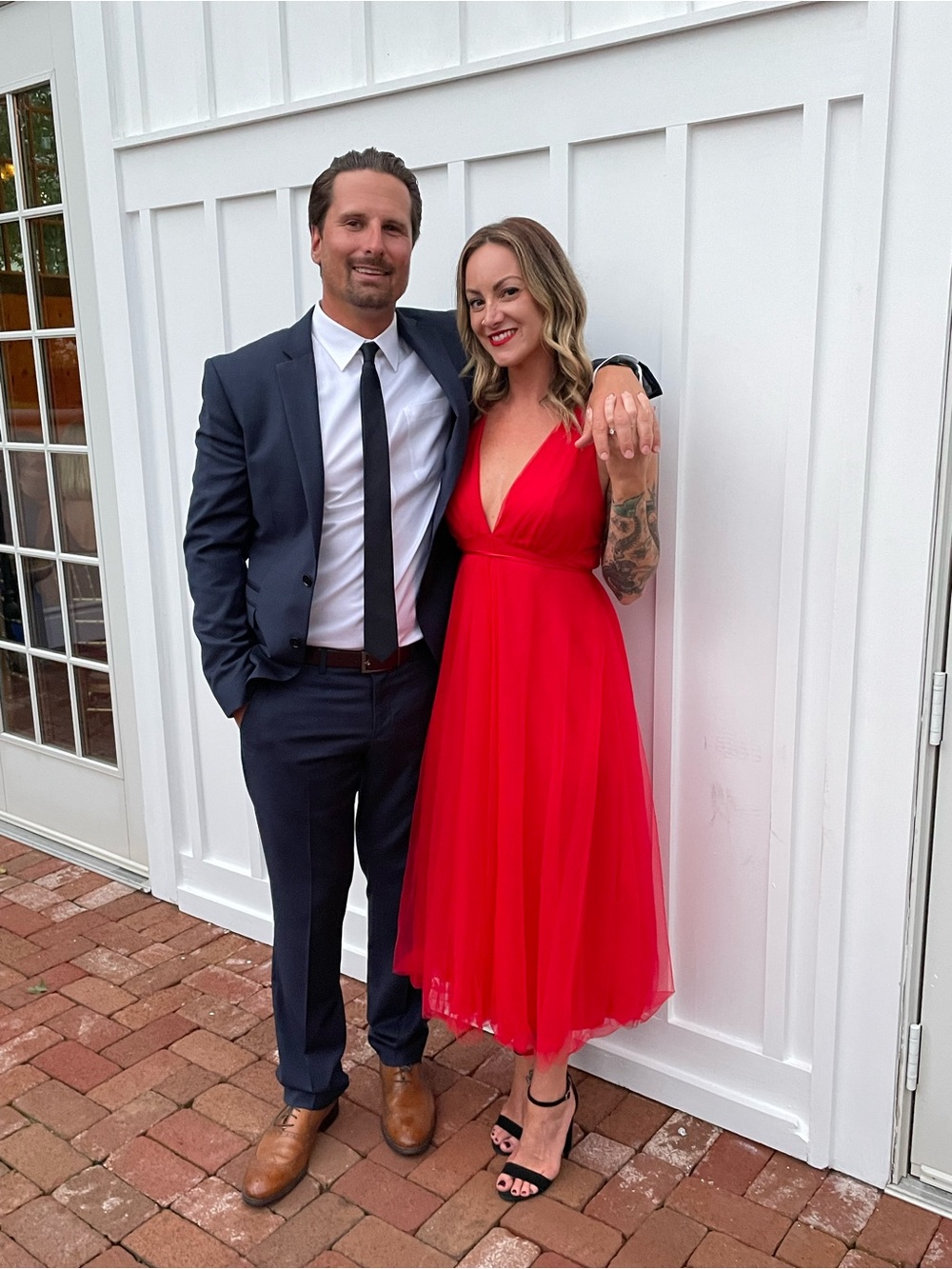 Hello Molly Red Cocktail Dress with V-Neck